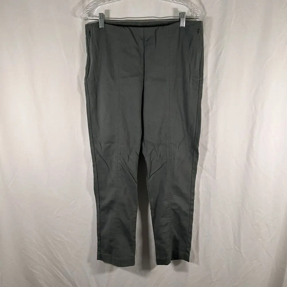 J Jill Pants Women's 12 Green Pull On Side Zip Pockets Mid Rise Cotton Blend - Picture 1 of 9